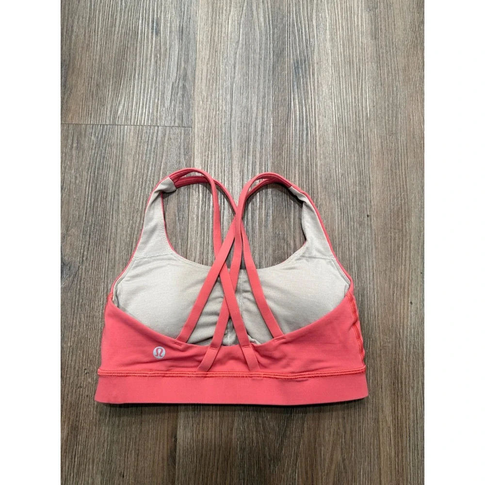 Lululemon Energy Bra Coral Pink Strappy Back Sports Bra Size 4 W2AR0S